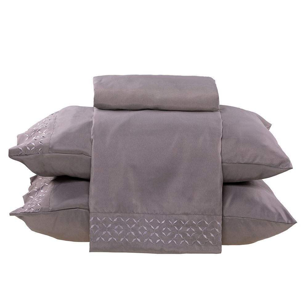 Jogo de Cama Queen 4 peças Bordado Microfibra Yaris