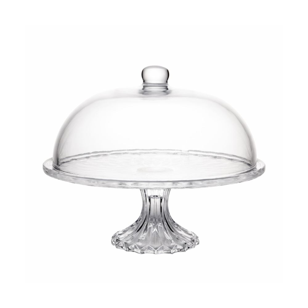 Prato Para Bolo Com Pé E Tampa Diamante 30 Cm